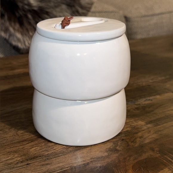 Rae Dunn White Ceramic Stacking Salt & Pepper Cellar (with small spoon) Decor - Picture 4 of 4